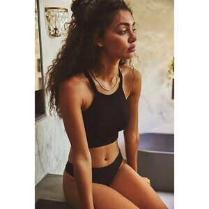 Free People Intimately Bella Seamless Rib Tank - Black NEW